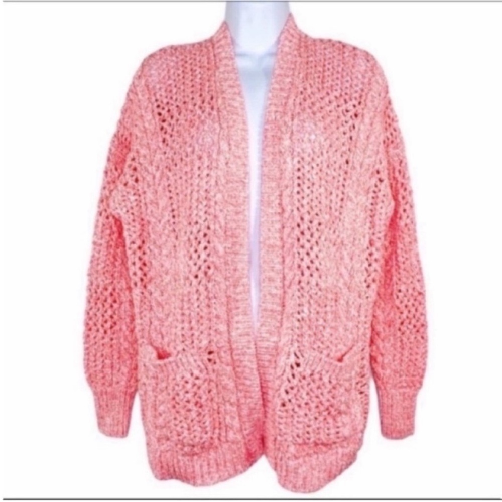 By ANTHROPOLOGIE Chunky Open Knit Cardigan Sweater NEW